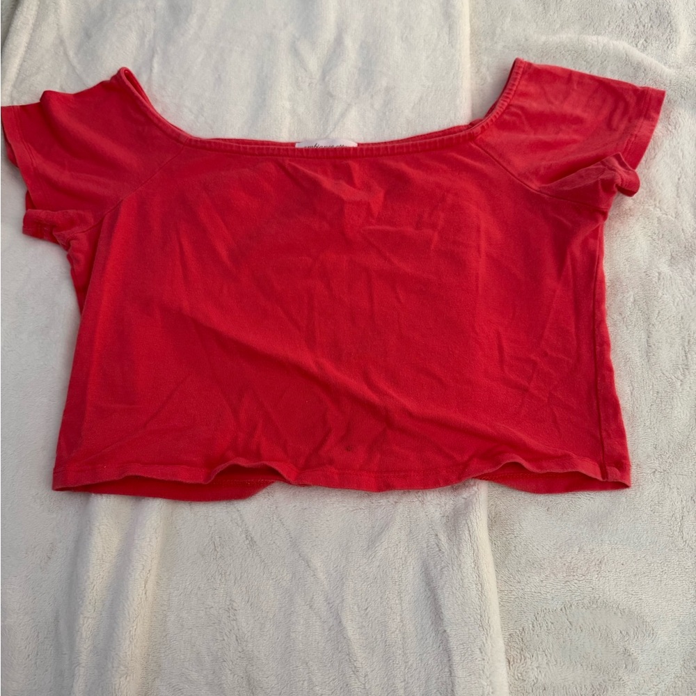 Ambiance Red Off-Shoulder Crop Top